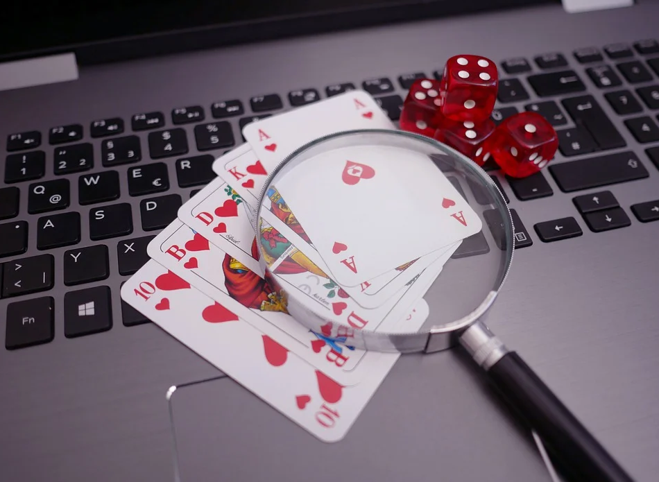laptop with cards